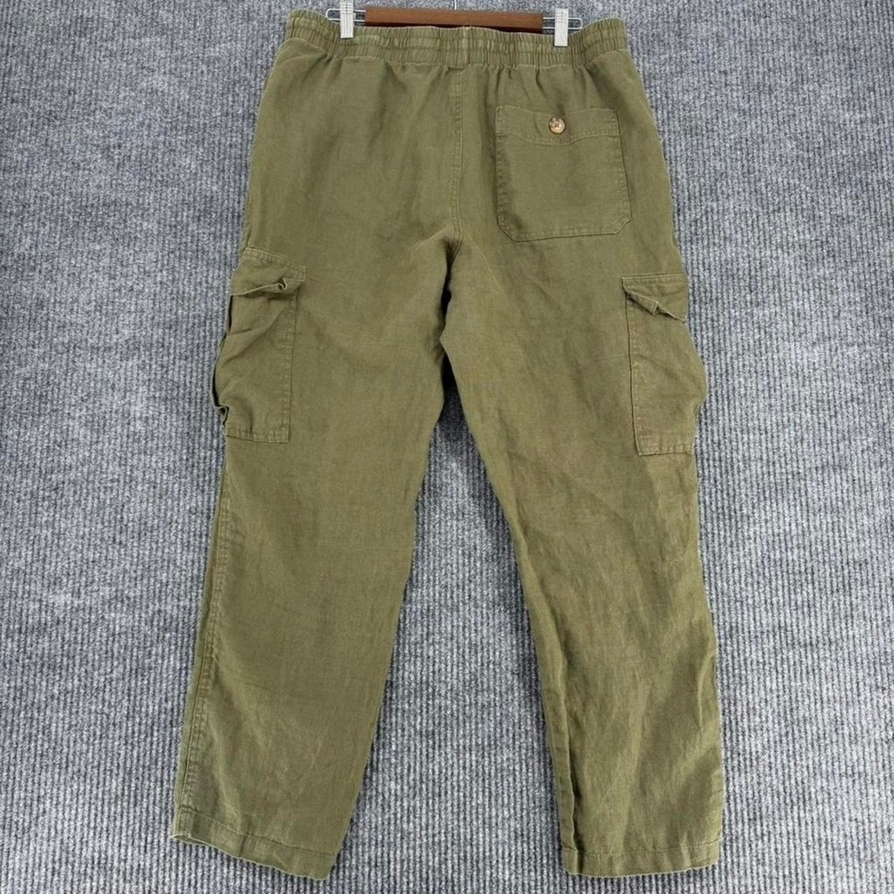 Cotton On linen cargo pants women's XL olive green utility wide leg - Picture 3 of 9